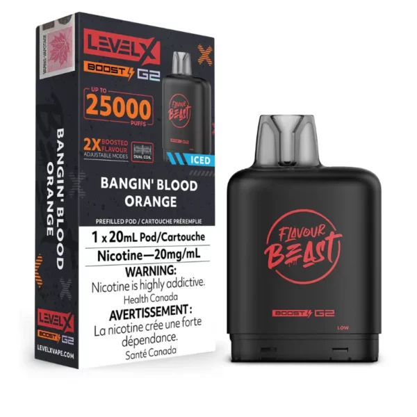 Flavour Beast Level X Boost 25k Pods - Banging Blood Orange